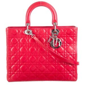 LARGE CANNAGE LADY DIOR BAG CHRISTIAN DIOR RED